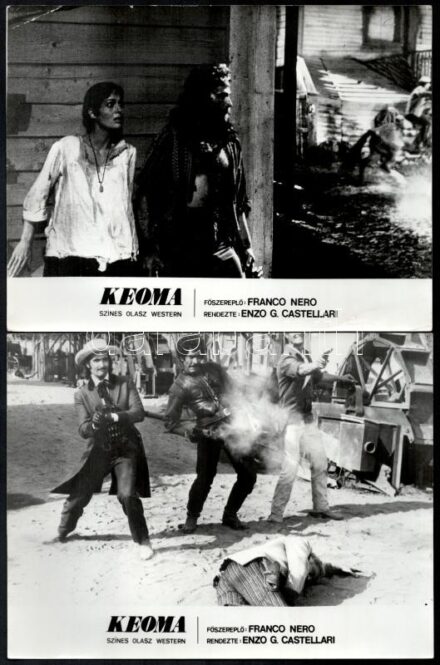 1976 ,,Keoma' című olasz western film szereplői (köztük Franco Nero) és jelenetei, 13 db vintage produkciós filmfotó, 18x24 cm