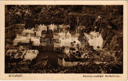 Budapest XII. Pacsirta vendéglő kerthelyisége pincérrel. Tulajdonos Wendl és Szentkirályi. Kútvölgyi út 18. (EK)