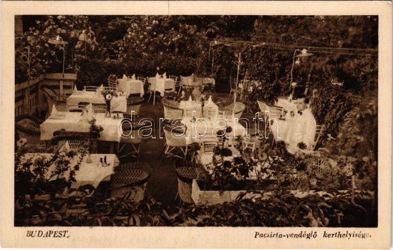 Budapest XII. Pacsirta vendéglő kerthelyisége pincérrel. Tulajdonos Wendl és Szentkirályi. Kútvölgyi út 18. (EK)