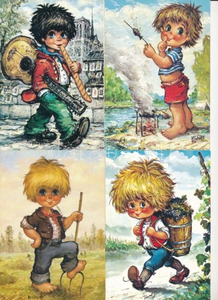 11 db MODERN motívum képeslap: gyerekek / 11 modern children motive postcards (Michel Thomas)