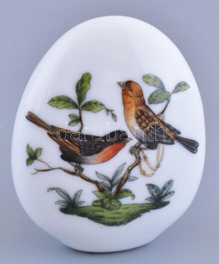 Herendi Rothschild mintás maroktojás, kézzel festett, hibátlan, jelzett, m: 6 cm