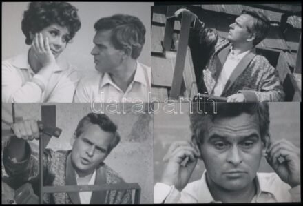 1969 Latinovits Zoltán (1931-1976) Kossuth-díjas színművész a ,,Komédia a tetőn' című filmben, Fekete György (1904-1990) budapesti fényképész hagyatékából 4 db mai nagyítás, 10x15 cm
