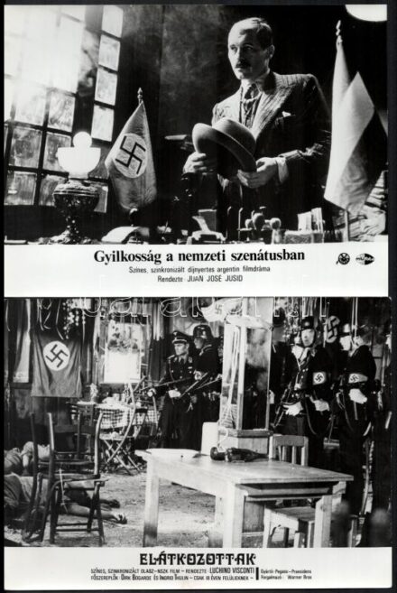 cca 1985 előtt készült felvételek, horogkeresztek különféle filmekben, 5 db vintage produkciós filmfotó, 18x24 cm