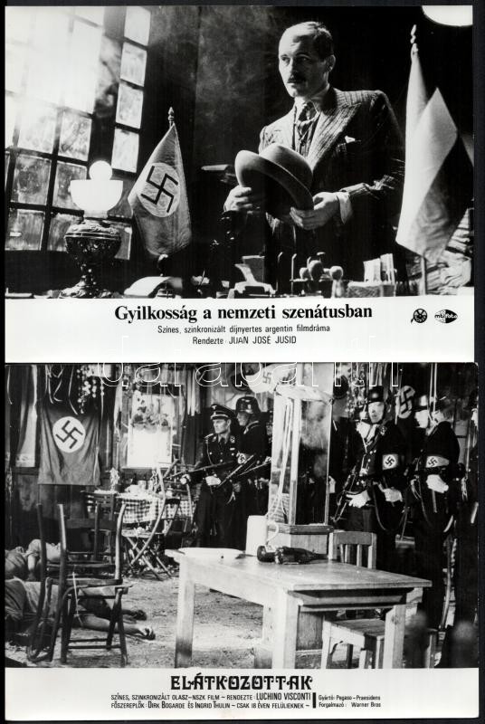 cca 1985 előtt készült felvételek, horogkeresztek különféle filmekben, 5 db vintage produkciós filmfotó, 18x24 cm
