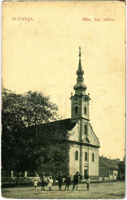 1912 Zsupanya, Zupanja; Rim. kat. crkva / Római katolikus templom. W.L. Bp. 3701. 6599. / Catholic church (kopott sarkak / worn corners)