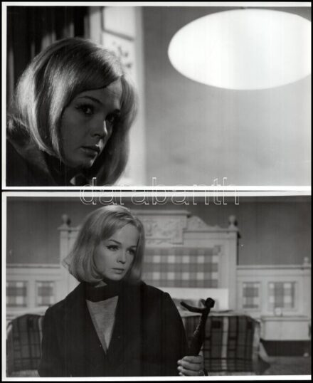 1966 Tordai Teri (1941) Kossuth-díjas színésznő a ,,Ketten haltak meg' című film öt jelenetében, 5 db vintage produkciós filmfotó, 18x30 cm