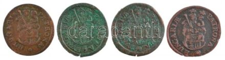 1704-1707. Poltura Cu 'II. Rákóczi Ferenc' Körmöcbánya (4xklf évjárat) T:1-,2 patina Hungary 1704-1707. Poltura Cu 'Francis II Rákóczi' Kremnica (4xdiff years) C:AU,XF patina Huszár: 1535., Unger II.: 1133.a