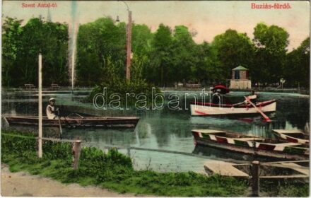 1908 Buziásfürdő, Baile Buzias; Szent Antal tó, evezős csónakok. Francz testvérek kiadása / lake, rowing boats (r)