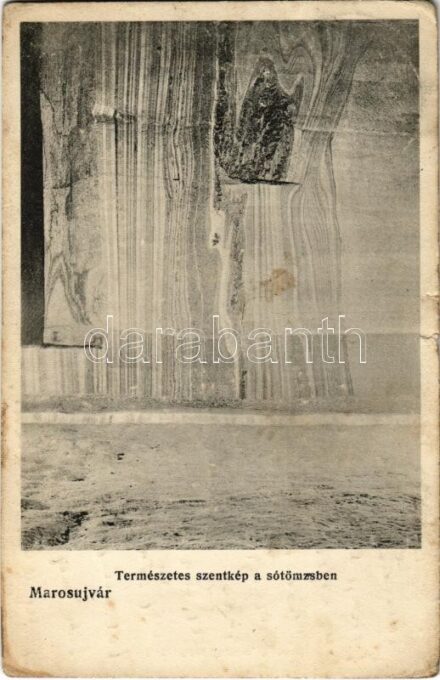 1912 Marosújvár, Uioara, Ocna Mures; természetes szentkép a sótömzsben. Grün Géza kiadása / salt mine, interior (szakadás / tear)