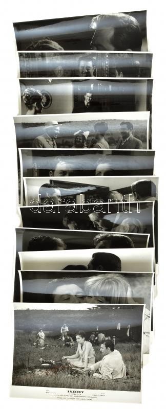 1965 ,,Iszony' című magyar film jelenetei és szereplői, 11 db produkciós filmfotó, 24x30 cm