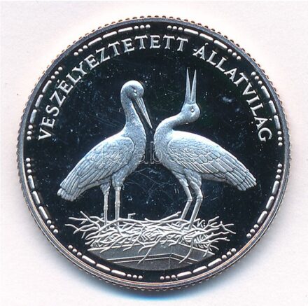 1992. 200Ft Ag 'Veszélyeztetett állatvilág - Gólya' kapszulában T:1 (eredetileg PP) patina Adamo EM126