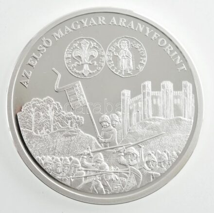 DN 'A magyar pénz krónikája - Az első magyar aranyforint' Ag emlékérem, tanúsítvánnyal, dísztokban (20g/0.999/38,61mm) T:PP