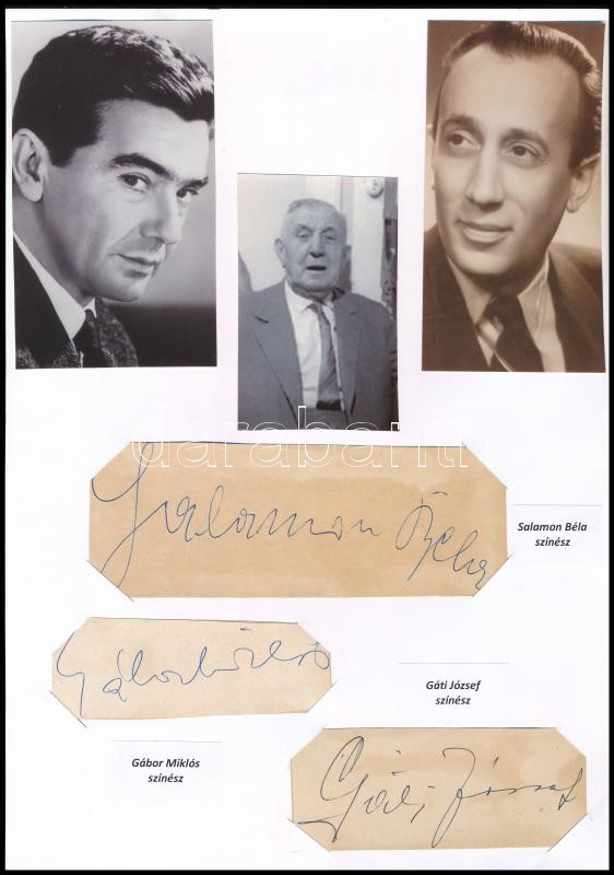 Salamon Béla, Gábor Miklós, Gáti József aláírása papírlapokon