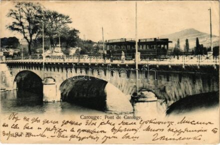 1905 Carouge, Pont de Carouge / bridge, tram 'Cacao Suchard'