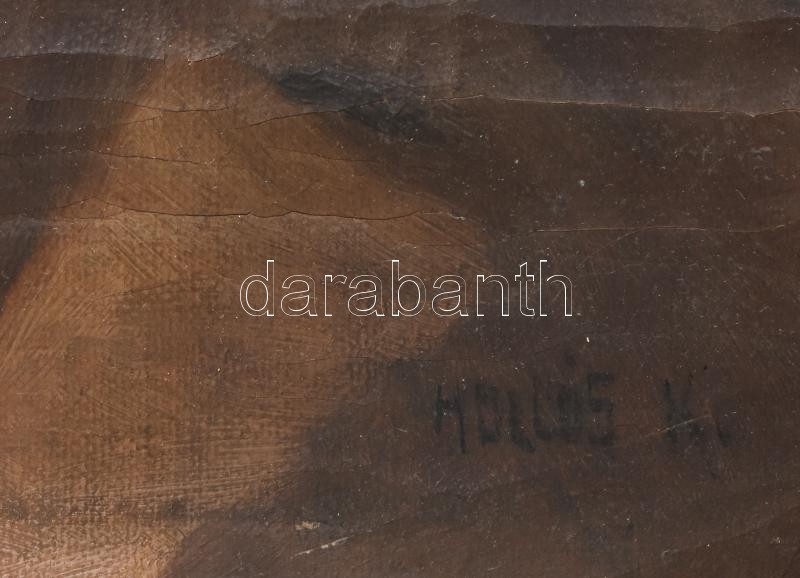 Hollós-Holczer Károly (1873-?): Fiú portré. Olaj, vászon, jelzett. Vakráma nélkül, feltekerve, sérült, 36×26,5 cm - Image 2