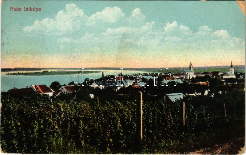 1917 Paks, látkép. Wiener Hajman kiadása (kopott sarok / worn corner)