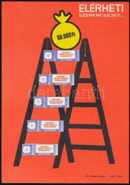 1971 'Sport' borítékos sorsjegy plakát, 23×16 cm