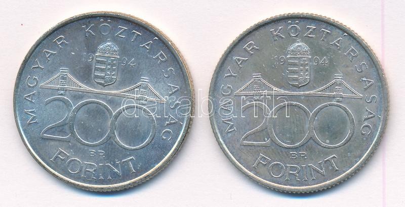 1994. 200Ft Ag 'Deák' (2x) T:1-,2 Adamo F13 - Image 2
