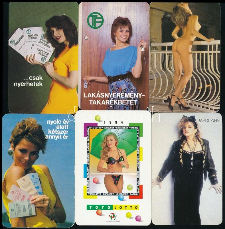 1985-1994 6 db csajos kártyanaptár
