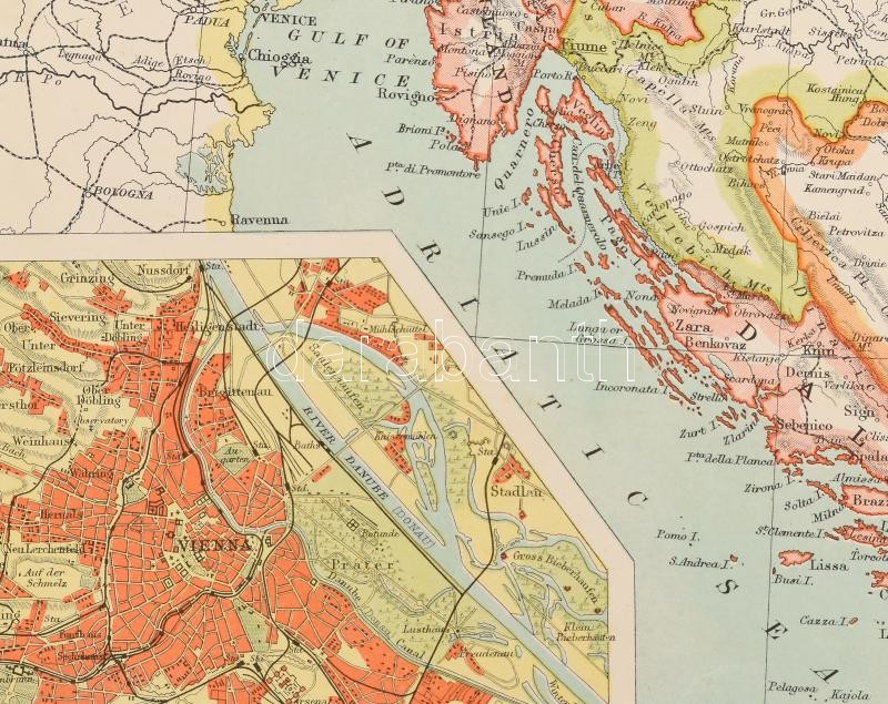 cca 1910 Ausztria-Magyarország térképe a két főváros térképével / Map of Austria-Hungary John Bartholomew 42x30 cm - Image 3