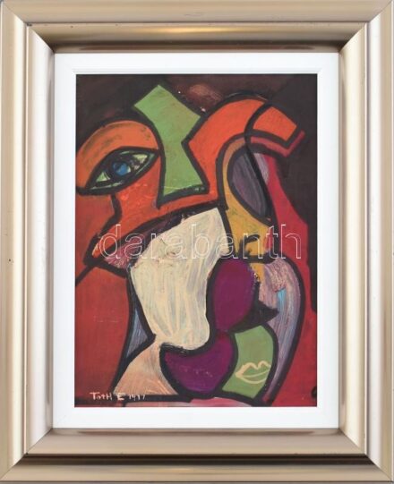 Toth E 1977 jelzéssel: Színes kép. Olaj, karton. Dekoratív keretben, 29,5×21 cm