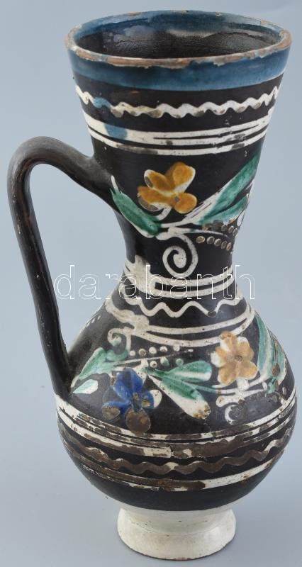 Antik XIX. századi tordai? bokály, kopásokkal, sérülésekkel. m: 23 cm