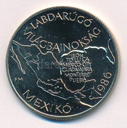 1985. 100Ft alpakka 'Labdarúgó Világbajnokság 1986. - Mexikó térkép' T:BU Adamo EM93