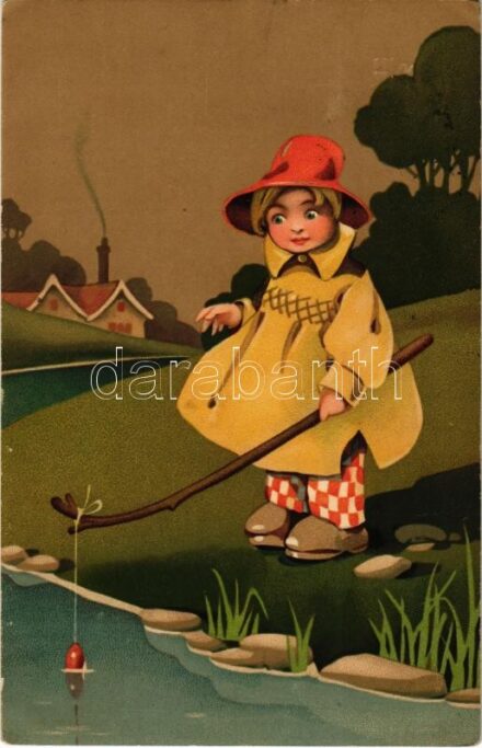 1913 Children art postcard. Meissner & Buch Künstler-Postkarten Serie 1904. Gouache 'Dorfkinder' litho (EK)