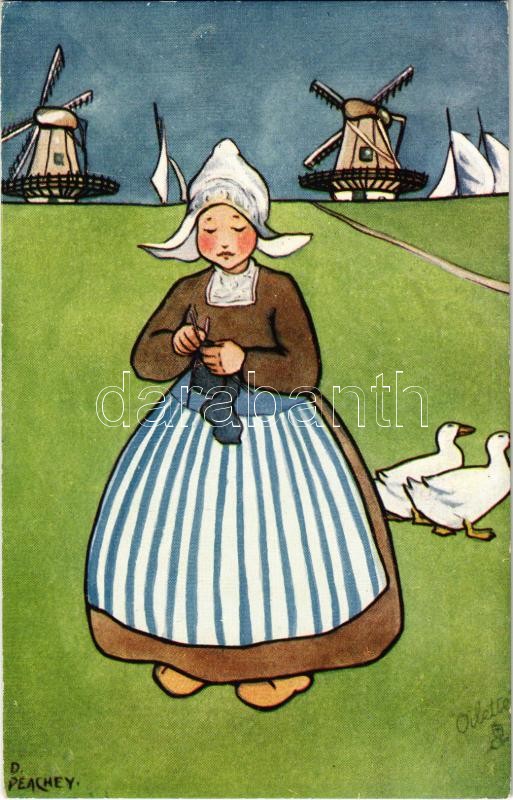 Children art postcard. Raphael Tuck & Sons' 'Oilette' Postcard 9322. 'Little Hollanders' Series VII. s: D. Peachey