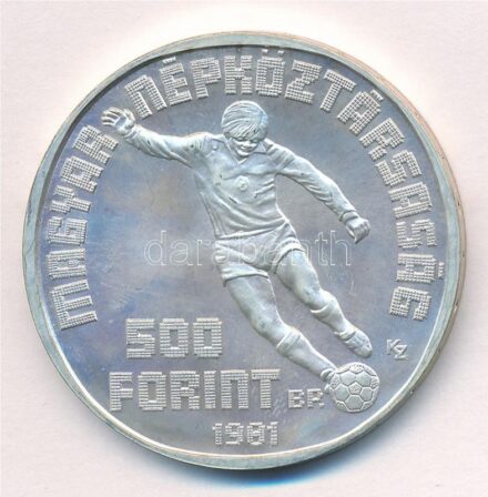1981. 500Ft Ag 'Labdarúgó Világbajnokság 1982' műbor tokban T:BU Adamo EM65