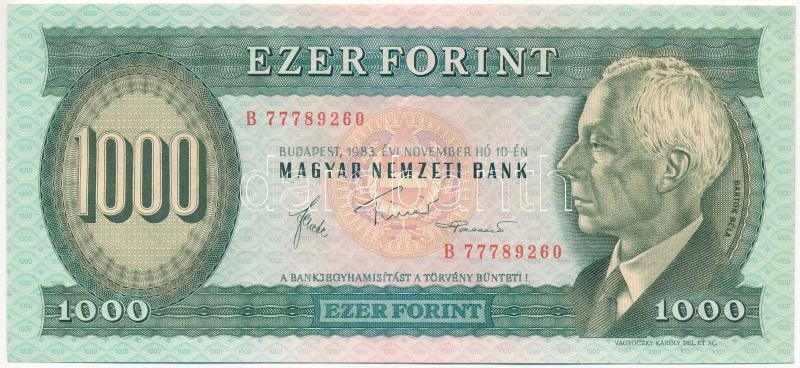 1983. november 10. 1000Ft 'B 77789260' T:I- kissé hullámos papír Adamo F44