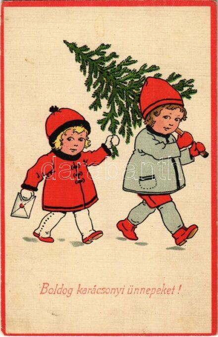 Boldog karácsonyi ünnepeket! / Children art postcard with Christmas greetings. EAS 4734. (fl)