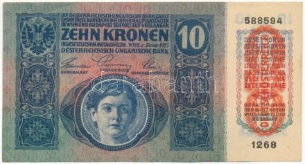 1915. 10K '1268 588594' T:III szép papír Hungary 1915. 10 Korona '1268 588594' C:F fine paper Adamo K11