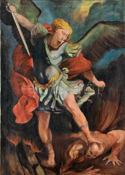 Jelzés nélkül: Szent Mihály arkangyal. Olaj, vászon, 70x50 cm