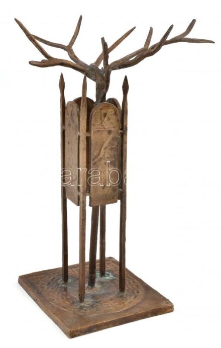 Fekete Tamás (1931-2007): Üllői úti fák. Bronz, jelzett. m: 26 cm
