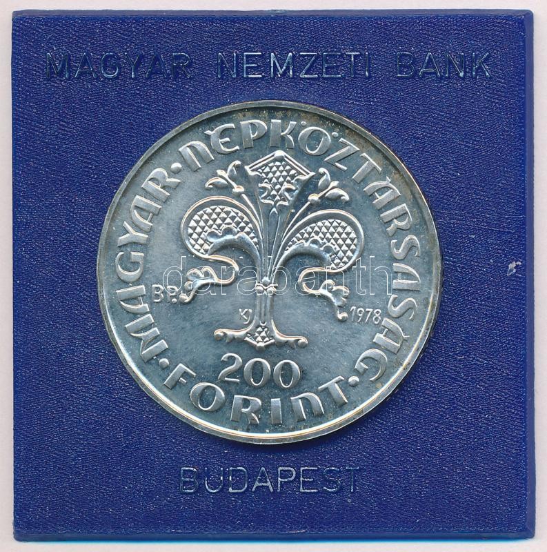 1978. 200Ft Ag 'Első magyar aranyforint' hiányos 'MNB' plasztiktokban T:BU patina Adamo EM56