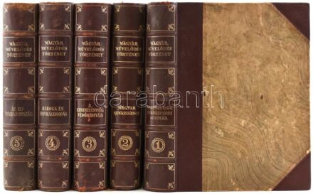 Magyar művelődéstörténet I-V. kötet. Szerk.: Domanovszky Sándor. Bp., é.n.(1939-1942.), Magyar Történelemi Társulat. Gazdagon illusztrálva. Kiadói, aranyozott, gerincű félbőr-kötésben, kopott, foltos borítókkal, foltos lapokkal,