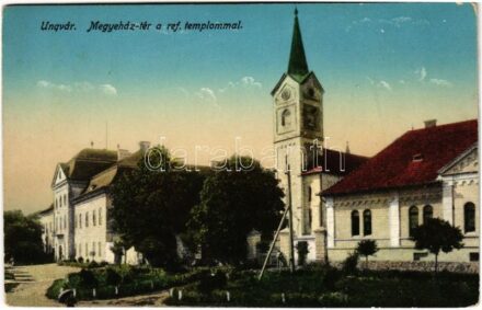 Ungvár, Uzshorod, Uzhhorod, Uzhorod; Megyeház tér, Református templom. Ifj. Bródy Mór kiadása / county hall, Calvinist church (EK)