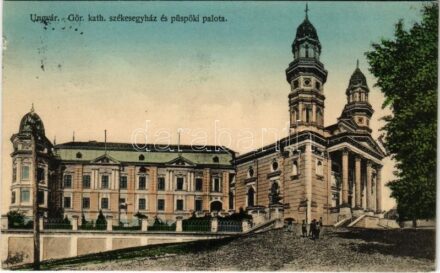 1914 Ungvár, Uzshorod, Uzhhorod, Uzhorod; Görögkatolikus székesegyház és püspöki palota. Steinfeld Dezső kiadása / cathedral and bishop's palace (kis szakadás / small tear)