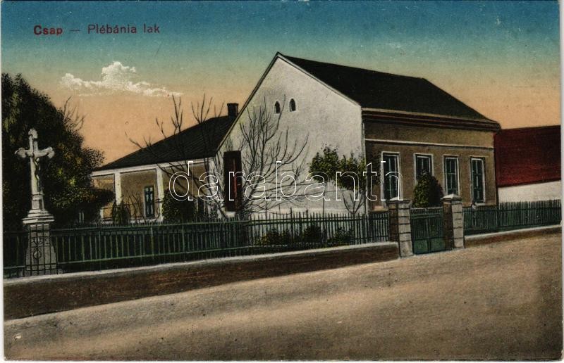 Csap, Chop, Cop; Plébánia lak. Vasúti levelezőlapárusítás 8839. / parish