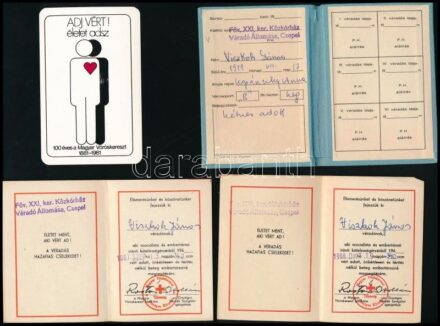 cca 1970 Csepel véradó igazolvány, emléklapok, naptár,