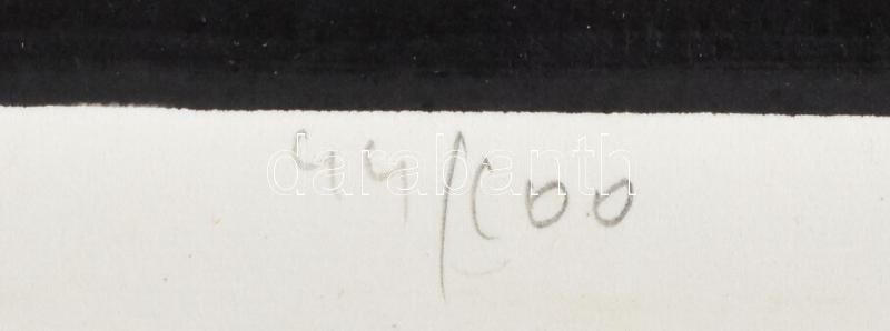 Krajcsirovits Henrik (1929-2007): Margarétás csendélet. Színes linómetszet, papír, jelzett, 39×48 cm - Image 2