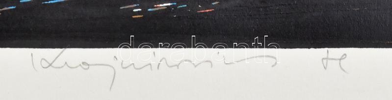 Krajcsirovits Henrik (1929-2007): Margarétás csendélet. Színes linómetszet, papír, jelzett, 39×48 cm - Image 3