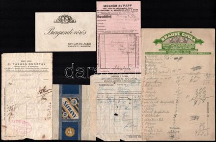 cca 1930 Régi számolócédulák, blokkok papírok