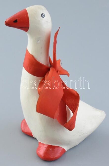Lakozott papírmasé kacsa, ceyloni, jelzés nélkül, kopott, m:20cm