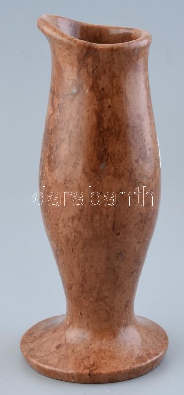 Vörös márvány váza, kopott, m:21cm