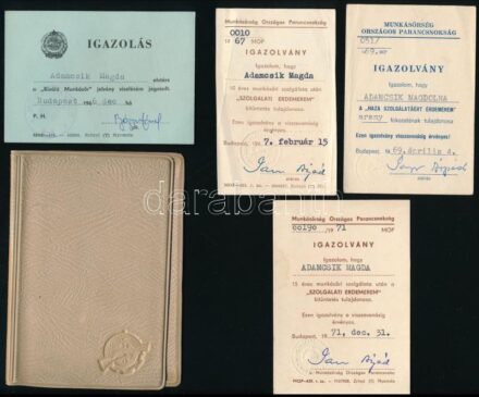 1966-1971 4 db munkásőr igazolvány egy hölgy nevére + Munkásőr emblémás tok