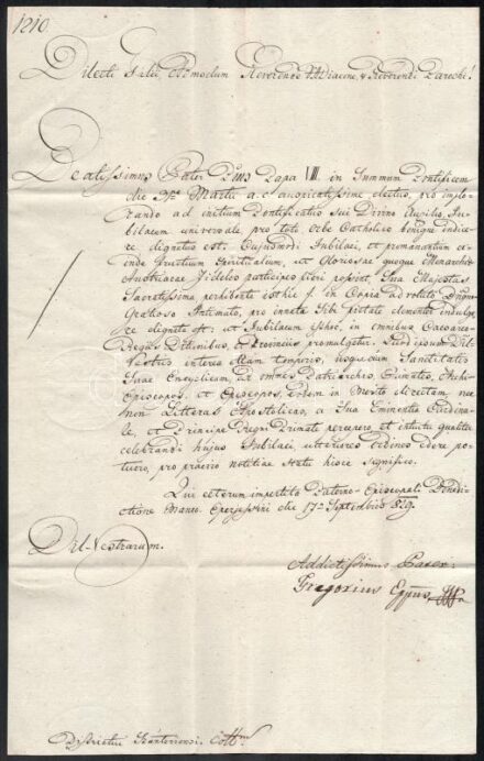 1829 Eperjes, Tarkovics Gergely eperjesi püspök által aláírt Ex offo levél