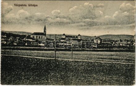 Várpalota, látkép, vár, templomok, zsinagóga. Ország János és Társa kiadása (ázott sarok / wet corner)