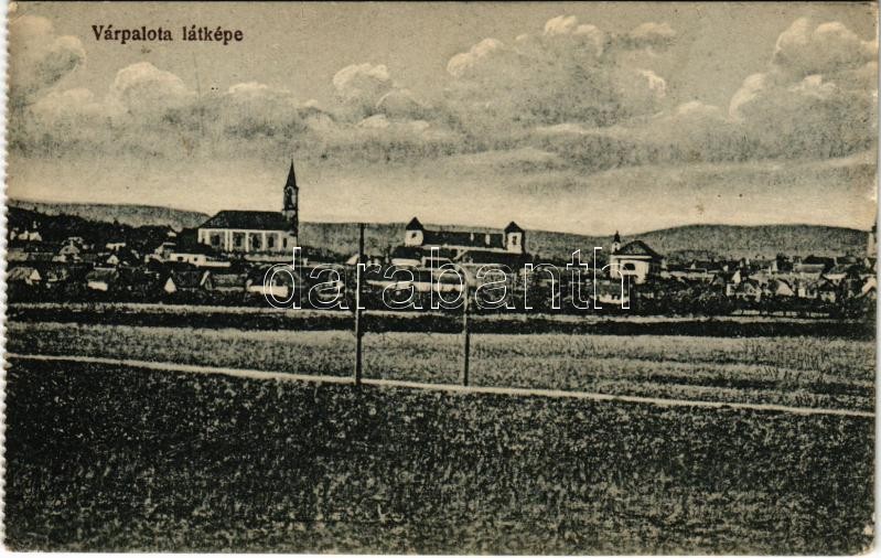 Várpalota, látkép, vár, templomok, zsinagóga. Ország János és Társa kiadása (ázott sarok / wet corner)